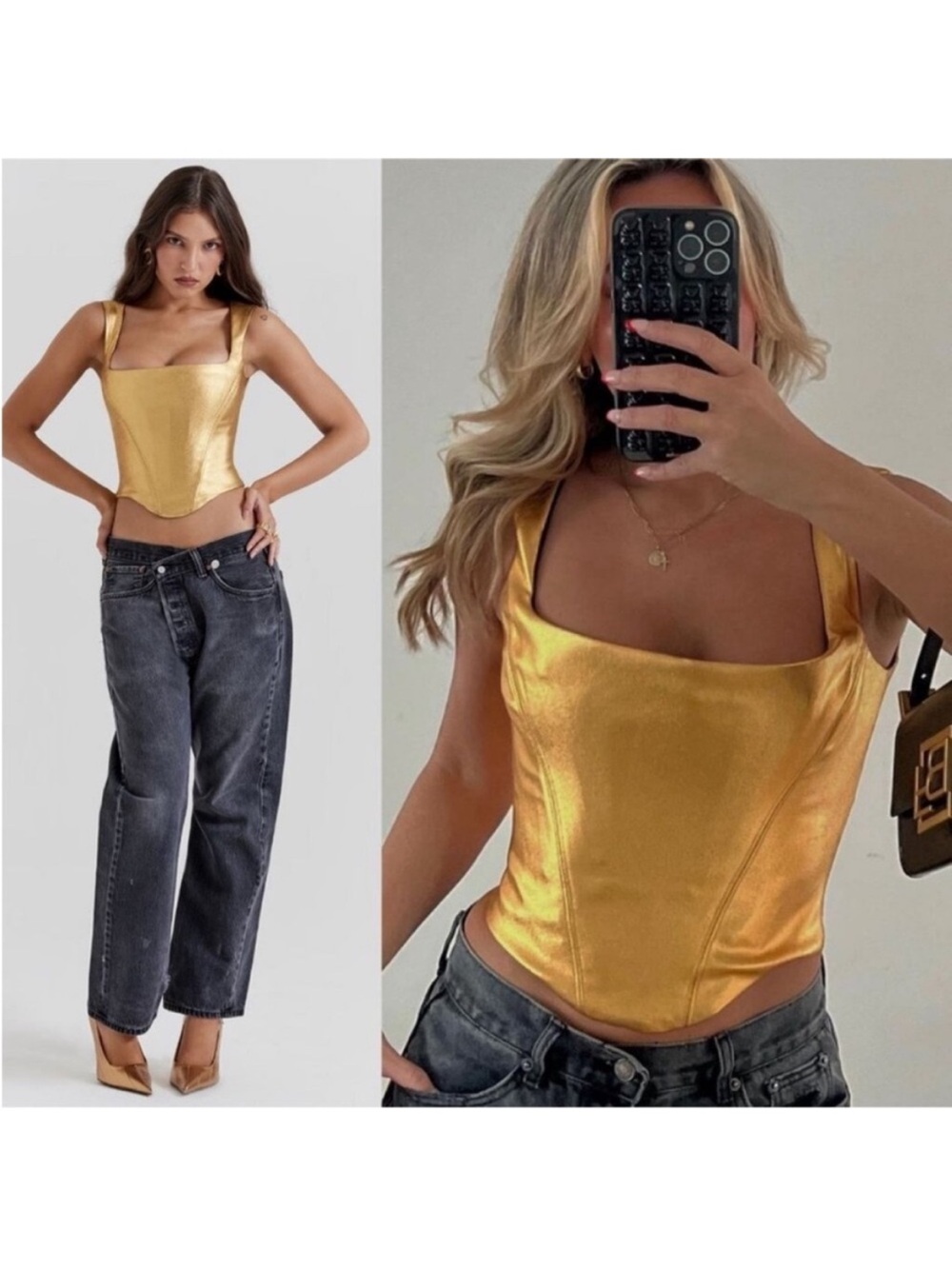 House of CB | Gold Corset Top